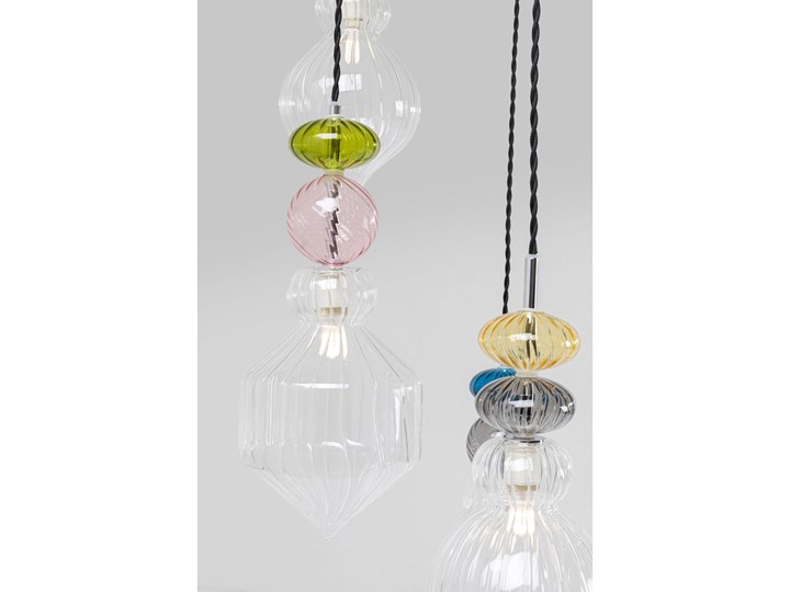 Lampa wisząca Romantic Multi Ø45x106 cm kolorowa - klosze szklane Lampa z kloszem Szkło Kolor Wielokolorowy