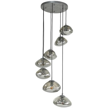 Lampa wisząca srebrna postarzana Ø40 cm klosze szklane