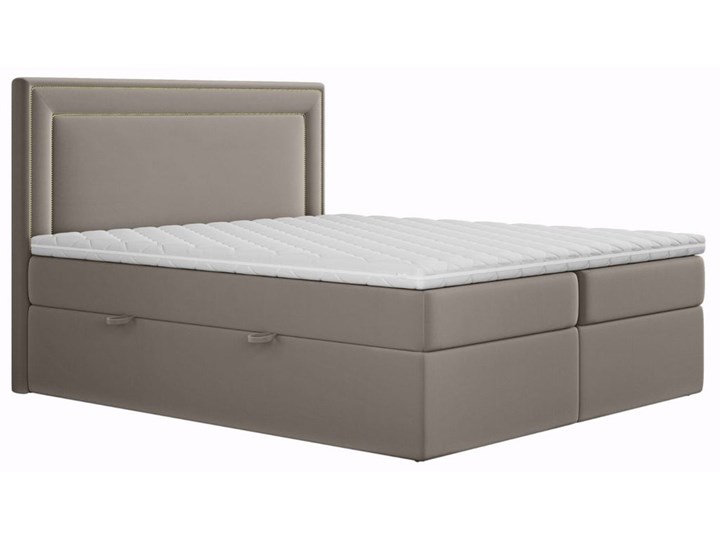 Łóżko kontynentalne z dwoma pojemnikami tkanina welurowa ciemnobeżowa 160x200 cm Drewno Łóżko tapicerowane Kategoria Łóżka do sypialni