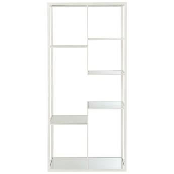 Regał stojący metalowy biały półki szklane asymetryczny 177 x 82 cm