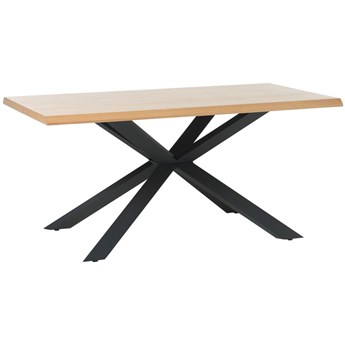 Stół naturalny fornirowany blat dąb czarne metalowe nogi 160x90 cm