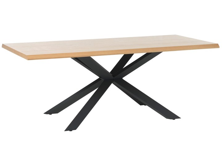 Stół 8-osobowy 200x100 cm fornir dębowy - nogi czarne Drewno Kategoria Stoły kuchenne Kolor Beżowy