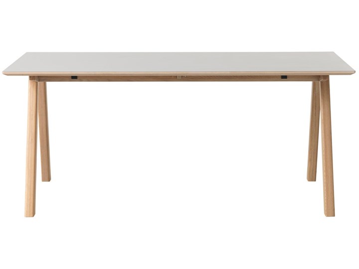 Stół 6-8 osobowy 180x90 cm szary - nogi dębowe Płyta laminowana Płyta MDF Drewno Kategoria Stoły kuchenne
