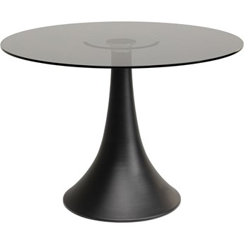 Stół ze szklanym blatem i czarną nogą Ø110 cm