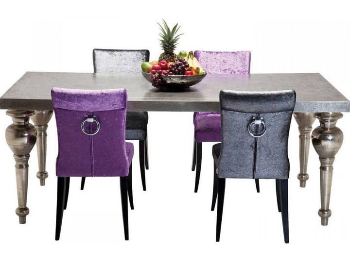 Stół srebrny nogi drewno mango 200x100 cm Płyta MDF Metal Szkło Kształt blatu Prostokątny