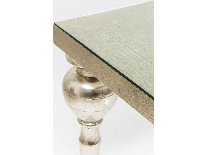 Stół srebrny nogi drewno mango 200x100 cm Szkło Płyta MDF Metal Styl Vintage