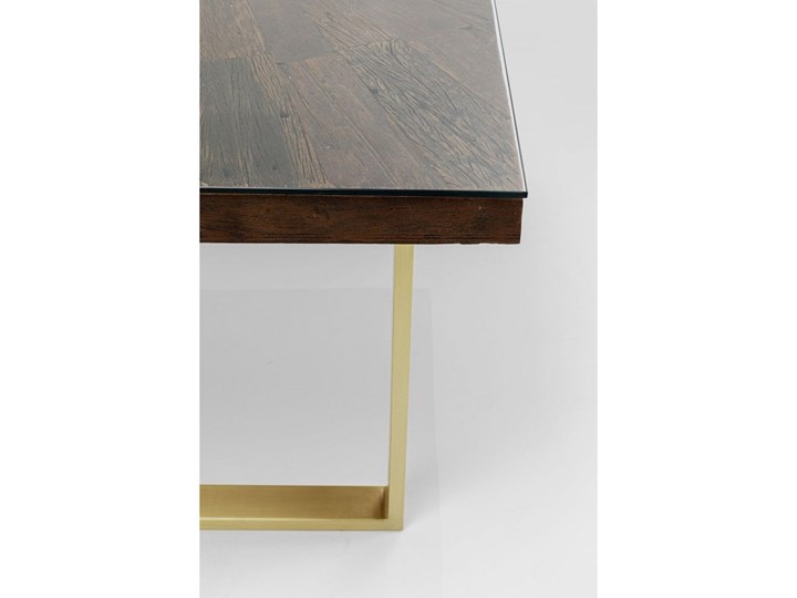 Stół brązowy drewniany recyklingowany blat mango złote metalowe nogi 180x90 cm Stal Drewno Szkło Długość(n) 180 cm