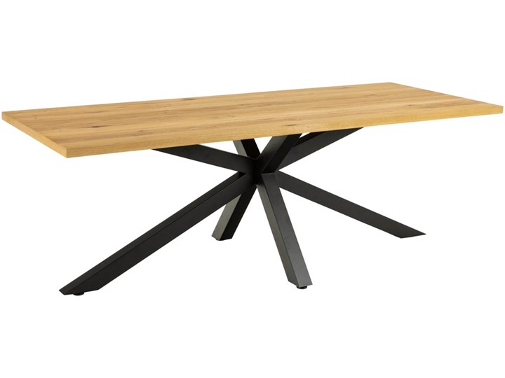 Stół naturalny fornirowany blat czarne metalowe nogi 220x76 cm