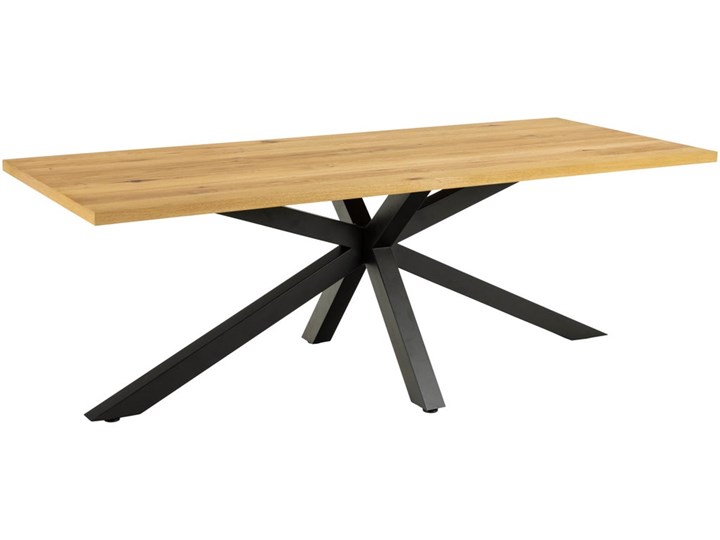Stół naturalny fornirowany blat czarne metalowe nogi 220x76 cm Płyta fornirowana Pomieszczenie Stoły do jadalni Styl Nowoczesny