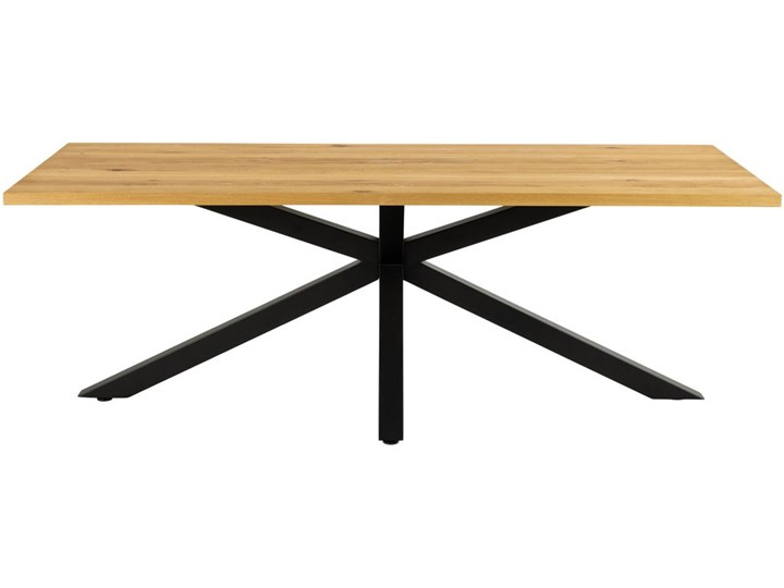 Stół naturalny fornirowany blat czarne metalowe nogi 220x76 cm Zestawy Płyta fornirowana Szerokość(n) 90 cm