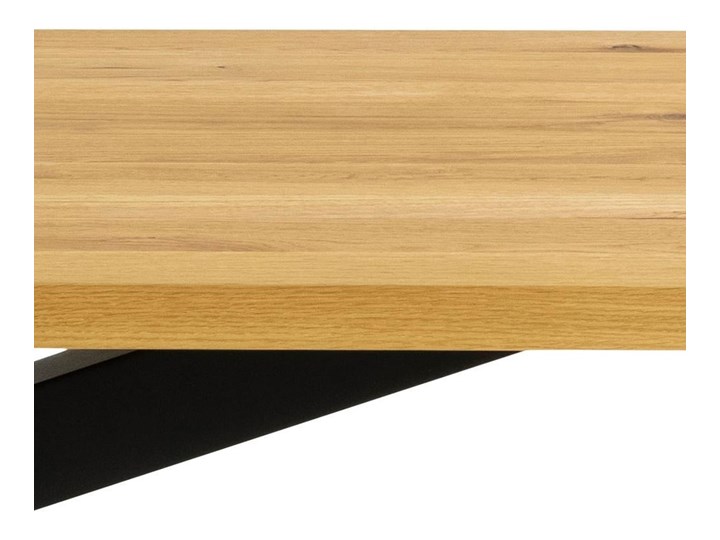 Stół naturalny fornirowany blat czarne metalowe nogi 220x76 cm Płyta fornirowana Rozkładanie