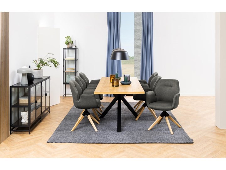 Stół naturalny fornirowany blat czarne metalowe nogi 220x76 cm Płyta fornirowana Długość(n) 220 cm