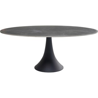 Stół szary ceramiczny blat z marmurowym wzorem czarna aluminiowa noga 180x120 cm