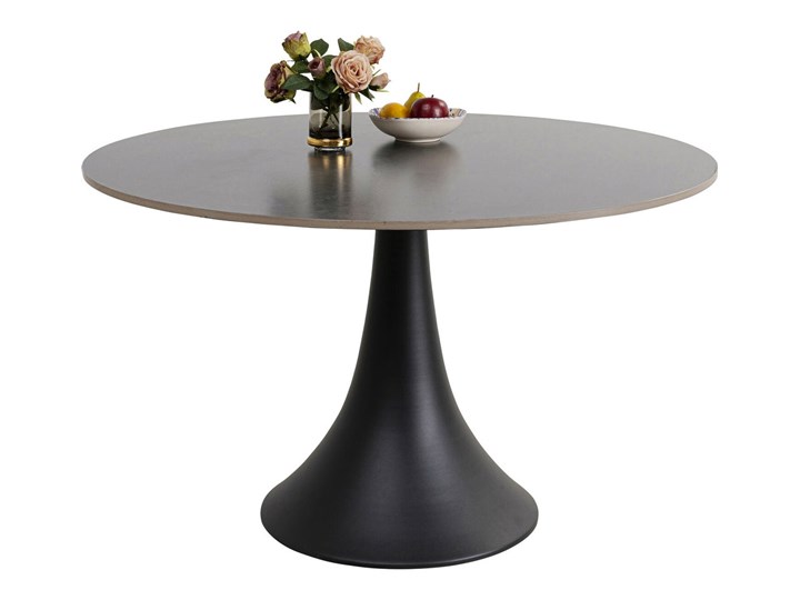 Stół okrągły czarny ceramiczny blat z marmurowym wzorem czarna aluminiowa noga Ø120x73 cm Metal Długość(n) 120 cm