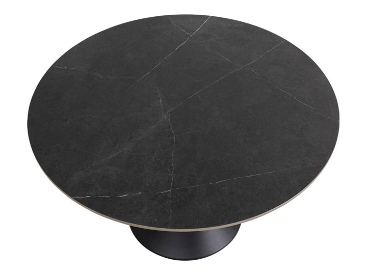 Stół okrągły czarny ceramiczny blat z marmurowym wzorem czarna aluminiowa noga Ø120x73 cm Metal Długość(n) 120 cm Kategoria Stoły kuchenne