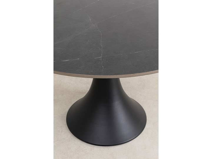 Stół okrągły czarny ceramiczny blat z marmurowym wzorem czarna aluminiowa noga Ø120x73 cm Metal Długość(n) 120 cm Kategoria Stoły kuchenne