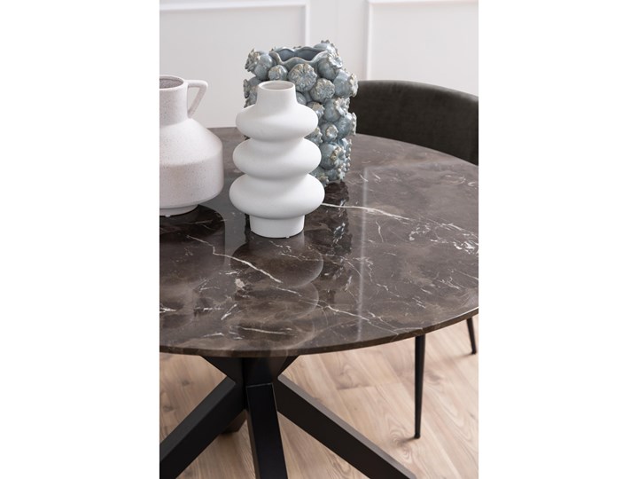 Stół do jadalni blat marmurowy brązowy Ø120 cm - nogi metalowe czarne Pomieszczenie Stoły do jadalni