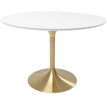 Stół okrągły biały blat złota metalowa noga Ø120x76 cm