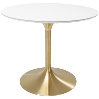 Stół okrągły biały blat złota metalowa noga Ø90x76 cm