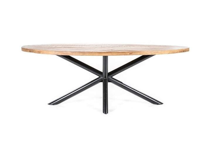 Stół drewniany blat mango czarne metalowe nogi 200x110 cm