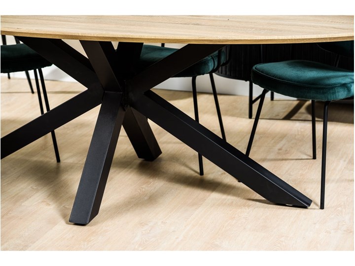 Stół owalny bielony MDF nogi stalowe czarne 230x110 cm Płyta MDF Drewno Długość(n) 230 cm