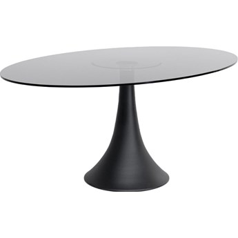 Stół z owalnym blatem szkło hartowane 180x120 cm noga czarna