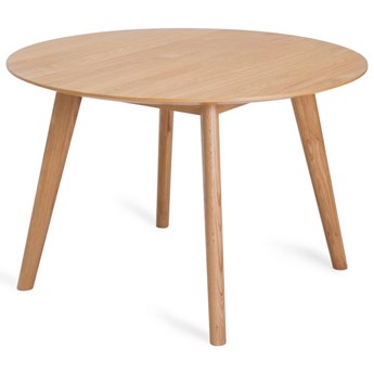 Stół okrągły naturalny fornirowany blat drewniane nogi dąb Ø115 cm