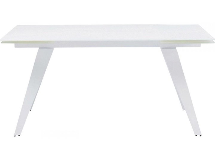 Stół rozkładany biały szklany blat metalowe nogi 160-240x90 cm Ceramika Kształt blatu Prostokątny Szkło Stal Średnica