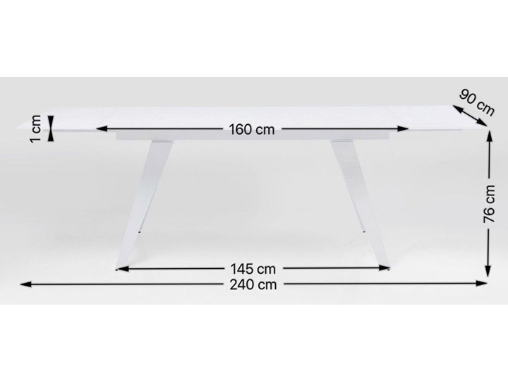 Stół rozkładany biały szklany blat metalowe nogi 160-240x90 cm Stal Ceramika Szkło Pomieszczenie Stoły do jadalni