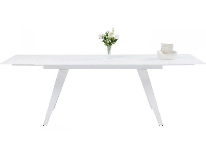 Stół rozkładany biały szklany blat metalowe nogi 160-240x90 cm Szkło Ceramika Stal Pomieszczenie Stoły do jadalni