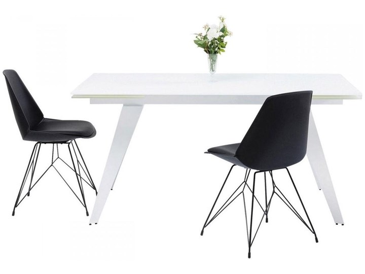 Stół rozkładany biały szklany blat metalowe nogi 160-240x90 cm Szkło Ceramika Stal Rozkładanie Rozkładane
