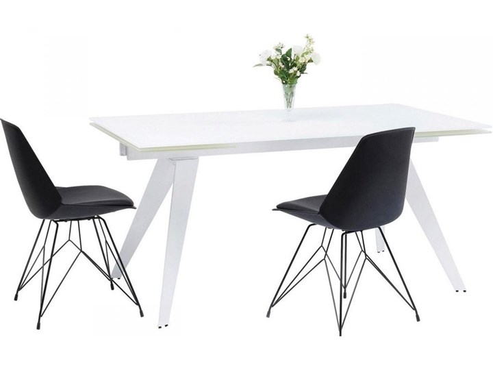 Stół rozkładany biały szklany blat metalowe nogi 160-240x90 cm Ceramika Szkło Stal Kategoria Stoły kuchenne