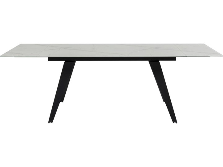 Stół rozkładany biały szklany blat z marmurowym wzorem czarne metalowe nogi 160-240x90 cm Stal Rozkładanie Rozkładane Szkło Kształt blatu Prostokątny