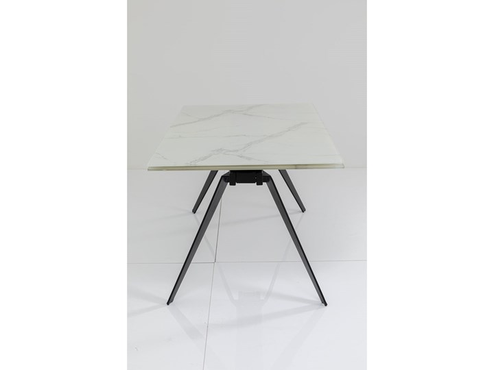 Stół rozkładany biały szklany blat z marmurowym wzorem czarne metalowe nogi 160-240x90 cm Stal Szkło Kategoria Stoły kuchenne