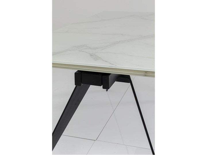 Stół rozkładany biały szklany blat z marmurowym wzorem czarne metalowe nogi 160-240x90 cm Szkło Stal Pomieszczenie Stoły do jadalni Kolor Czarny