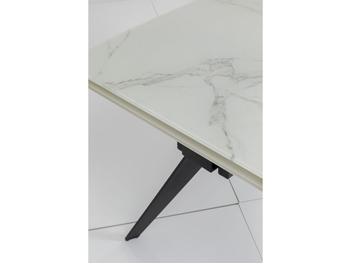 Stół rozkładany biały szklany blat z marmurowym wzorem czarne metalowe nogi 160-240x90 cm Szkło Stal Pomieszczenie Stoły do jadalni Długość(n) 160 cm