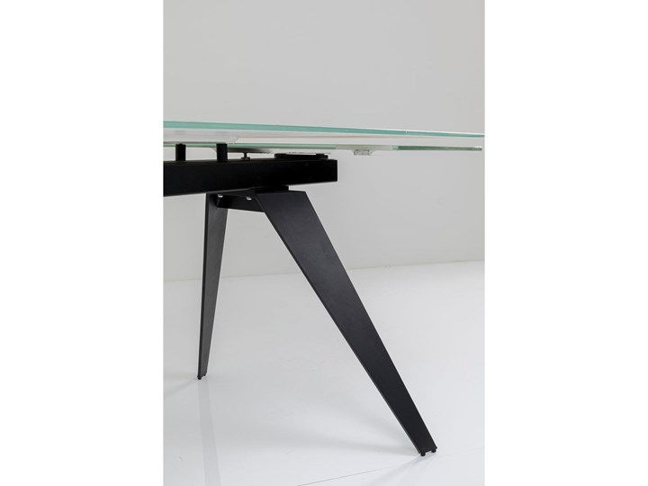 Stół rozkładany biały szklany blat z marmurowym wzorem czarne metalowe nogi 160-240x90 cm Stal Kolor Czarny Szkło Średnica