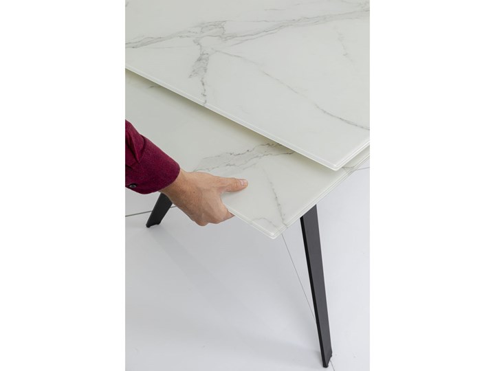 Stół rozkładany biały szklany blat z marmurowym wzorem czarne metalowe nogi 160-240x90 cm Szkło Kategoria Stoły kuchenne Stal Długość(n) 160 cm