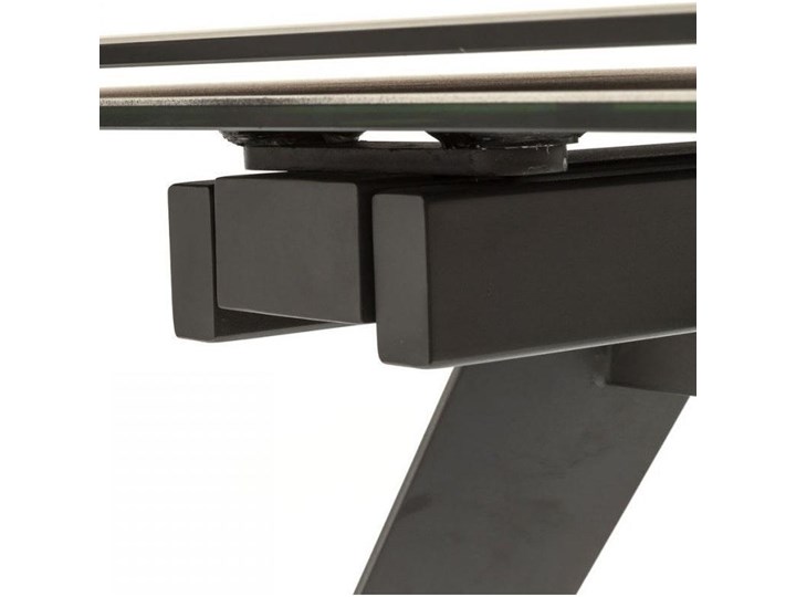 Stół rozkładany szary szklany blat czarne metalowe nogi 160-240x90 cm Ceramika Szkło Stal Kolor Czarny