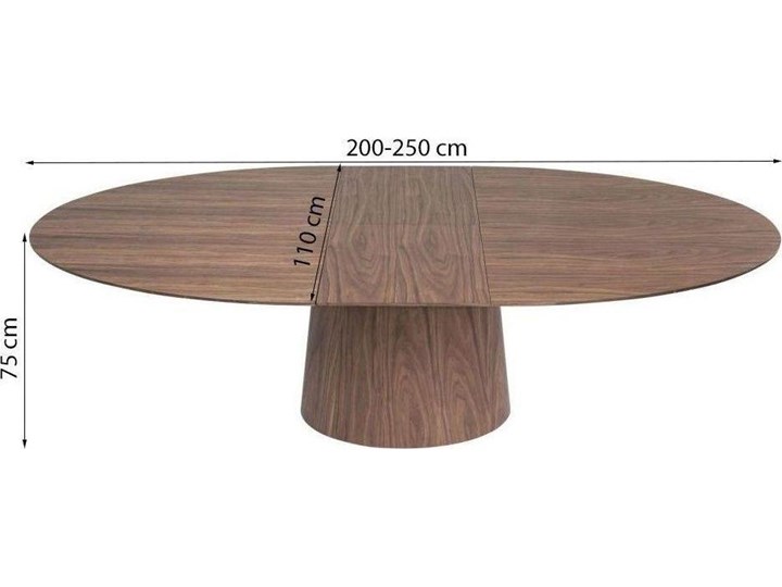Stół rozkładany brązowy fornirowany orzech włoski 200-250x110 cm Płyta MDF Wysokość 75 cm Drewno Liczba miejsc Do 12 osób