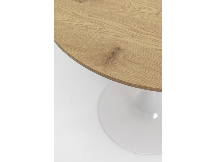 Stół skandynawski w okleinie dębowej noga biała Ø80 cm Stal Kategoria Stoły kuchenne Płyta laminowana Drewno Płyta MDF Kolor Brązowy