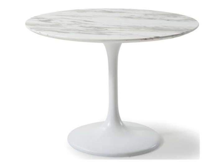 Stół okrągły do małej jadalni z białym blatem z marmurowym wzorem Ø110x76 cm