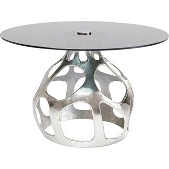 Stół okrągły szary szklany blat srebrna metalowa noga Ø120x76 cm