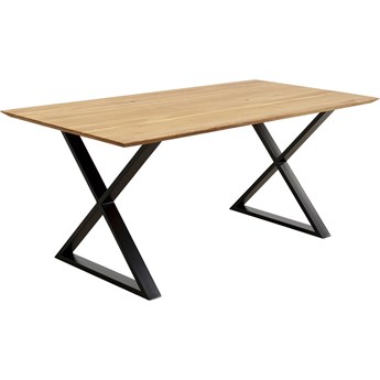 Stół drewno dębowe nogi stalowe czarne 180x90 cm