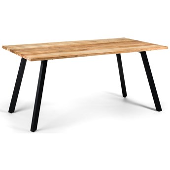 Stół do jadalni blat drewniany nogi czarne 160x90 cm