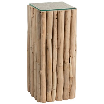 Stolik drewniany ze szklanym blatem 75 cm
