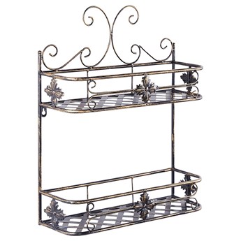 Beliani Półka łazienkowa wisząca czarna metalowa 52 x 42 cm postarzana w stylu vintage dwupoziomowa ścienna