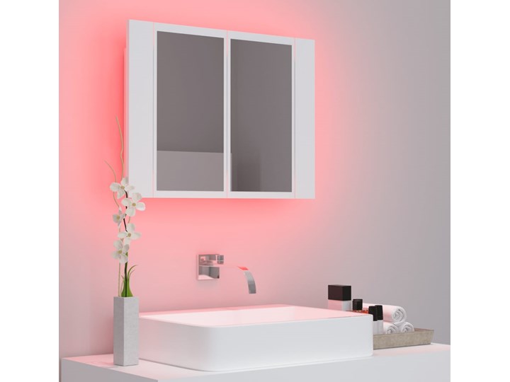 vidaXL Szafka łazienkowa z lustrem i LED, biała, 60x12x45 cm Wiszące Nad umywalkę Płyta MDF Płyta stolarska Styl Nowoczesny