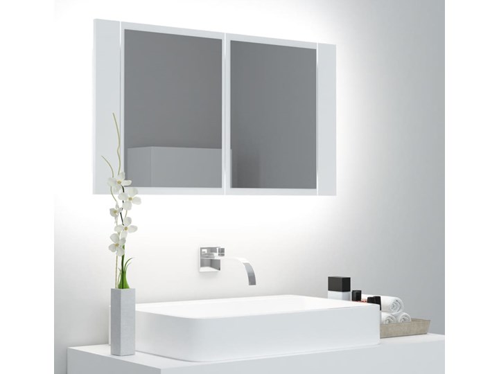 vidaXL Szafka łazienkowa z lustrem i LED, biała, 80x12x45 cm