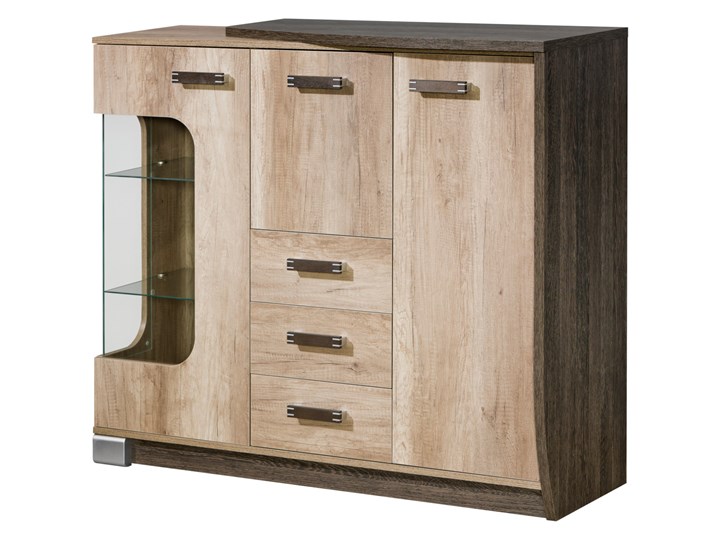 Komoda POMERO RM7P dąb canyon / arusha Z szafkami i szufladami Głębokość 46 cm Wysokość 130 cm Wysokość 114 cm Płyta MDF Szerokość 130 cm Kolor Brązowy